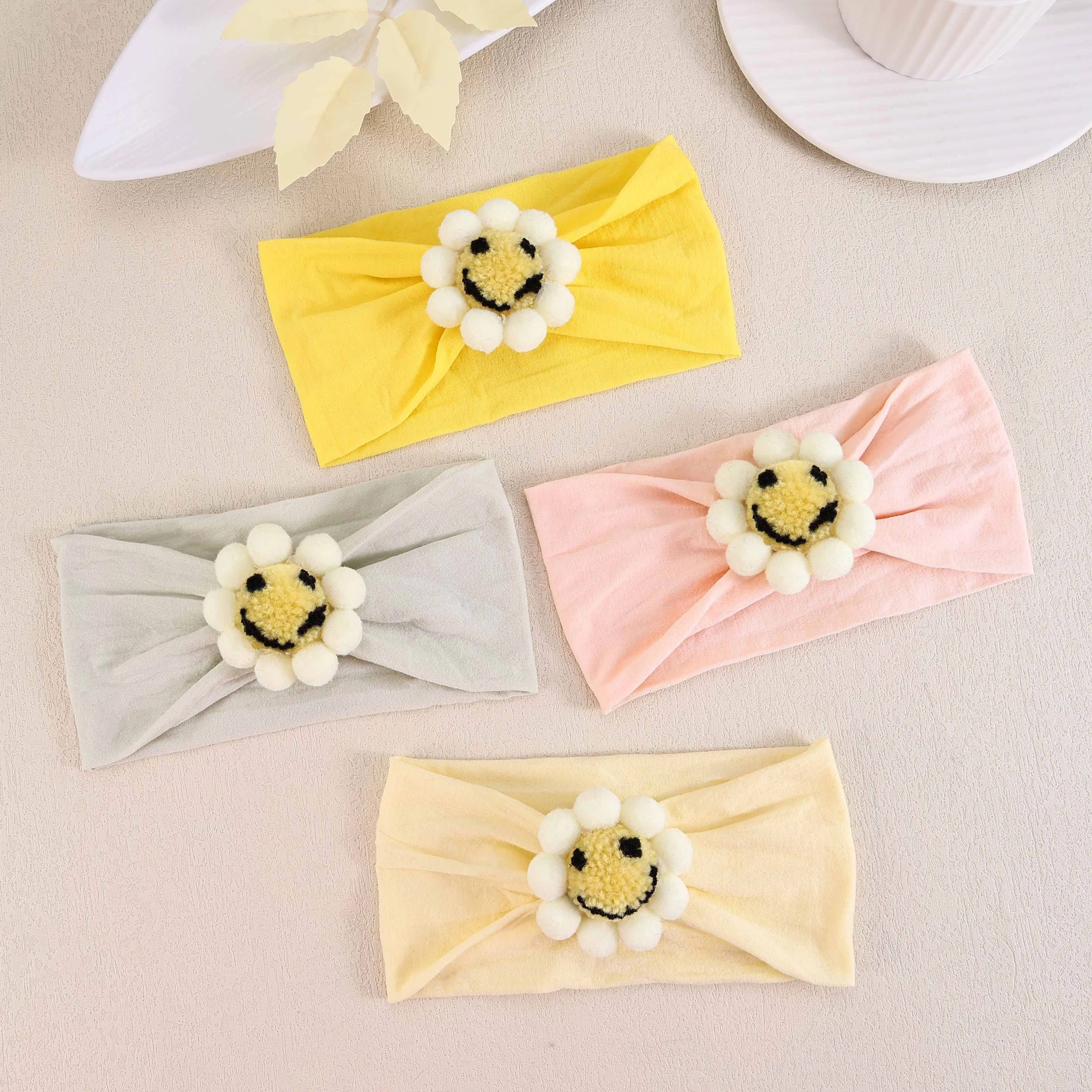 

Kids Headwear Soft Stretch Sunflower Cartoon Headband Nylon Headwraps Baby Girls Hair Bands Photo Props for Newborn Accessories