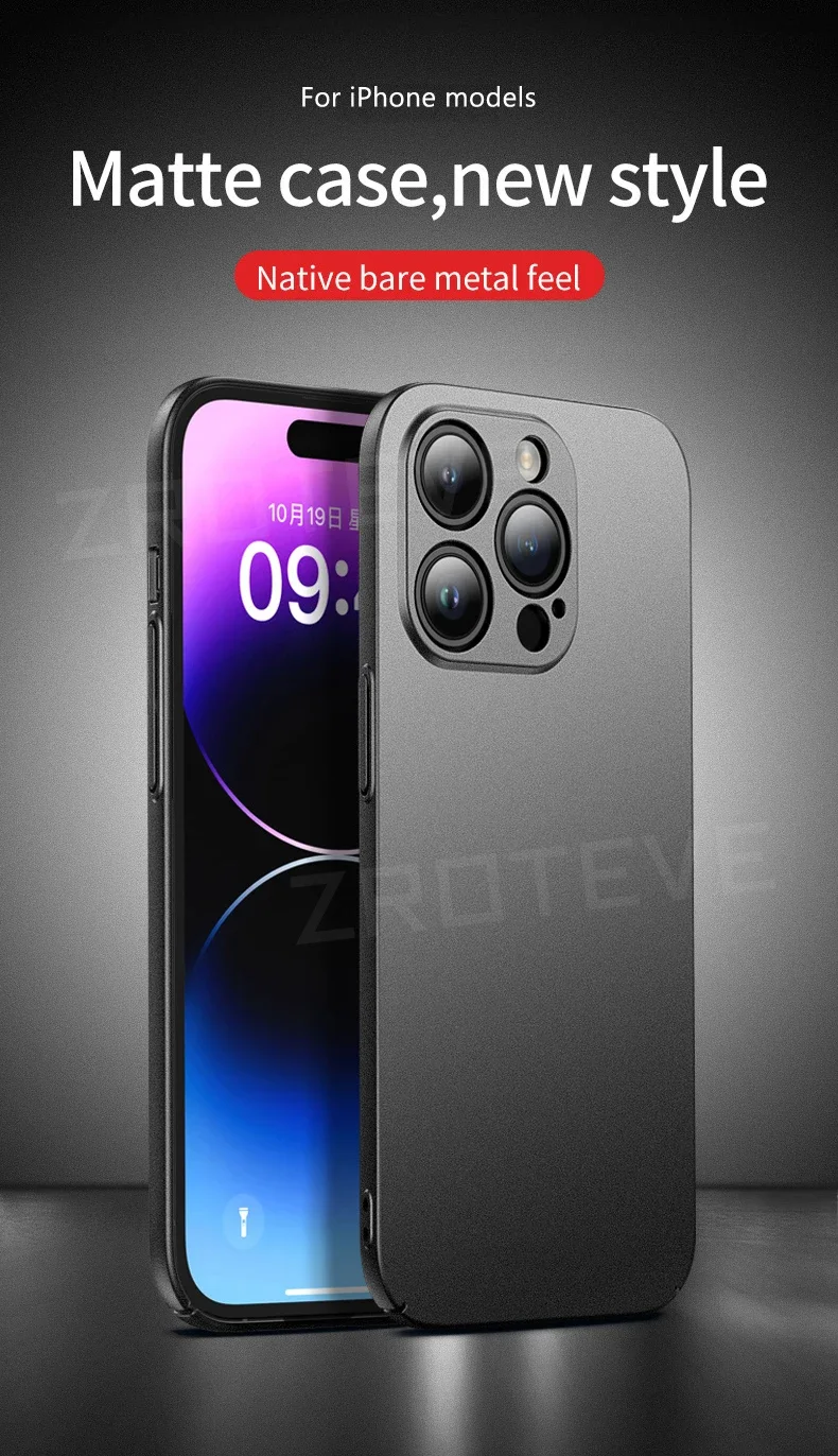 Handyhüllen für iPhone Air 17 16 18 Pro Max 17e 16e 15 14 Plus 13 Mini, ZROTEVE Ultradünne Matte Hartschale aus Kunststoff – Detail 3
