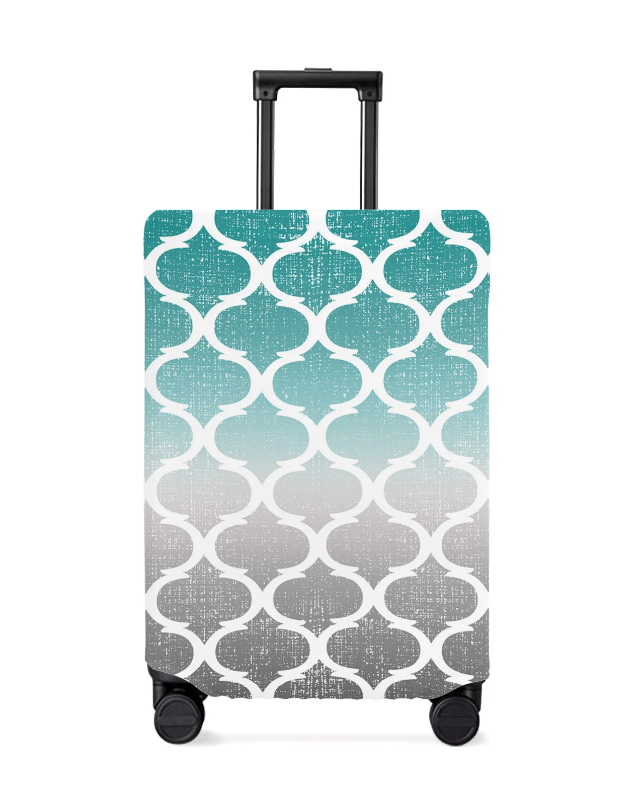 

Moroccan Cyan Turquoise Grey Grad Retro Luggage Protective Cover Travel Accessories Suitcase Elastic Dust Case Protect Sleeve