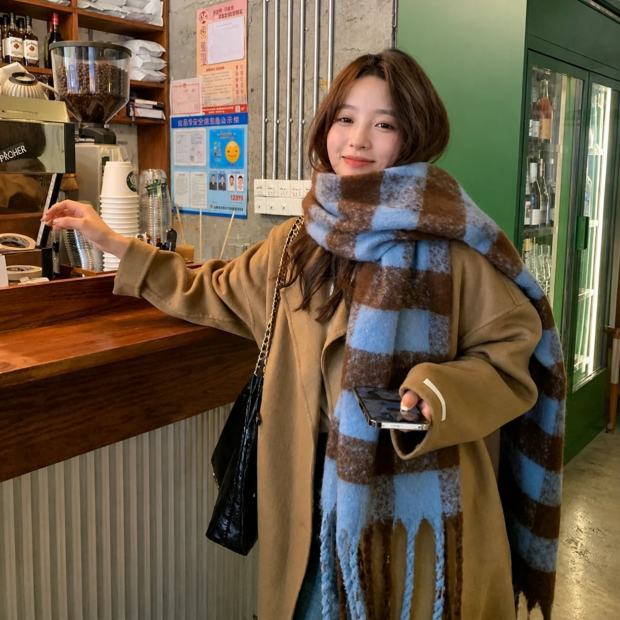 Winter Scarf Cozy Fringe Scarf Shawl Wrap Versatile Mohair Scarf For Daily Street Wear Daily Commuting Outdoor Activities