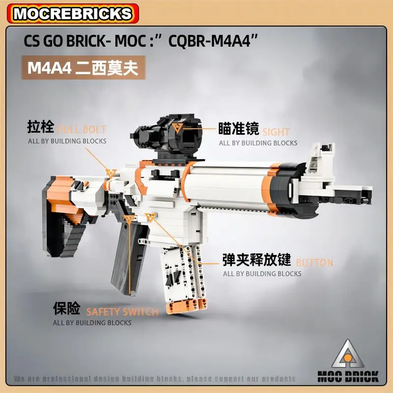 Zabawki techniczne Pistolet M4A4 Wojskowy karabin snajperski Model MOC Zestawy klocków do budowania Pistolet Broń Klocki Zabawki Prezenty świąteczne dla dzieci i dorosłych