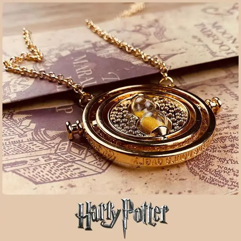 Time Turner Necklace Harries Potter Movie Peripherals Deathly Hallows Hourglass Golden Snitch Pendant Party Decoration Souvenirs