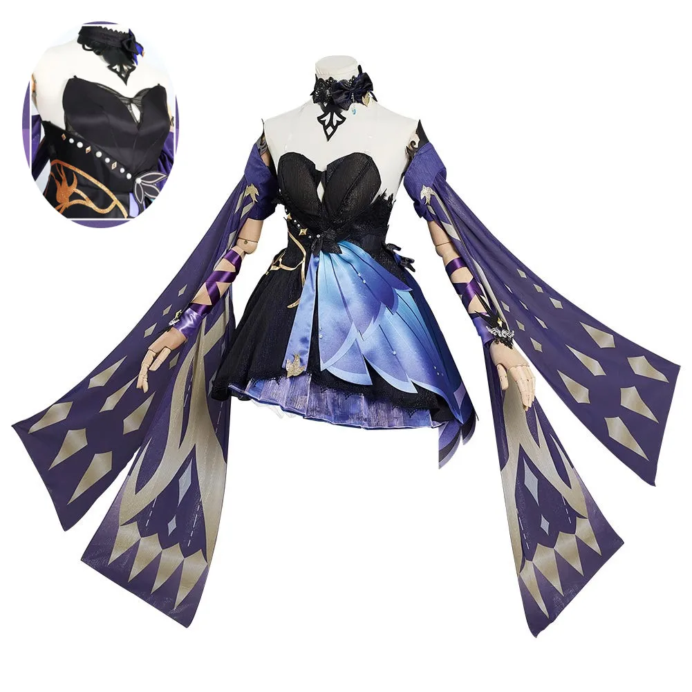 Costume de Cosplay de Keqing pour femmes, nouvelle robe de Cosplay de Genshin Impact, perruque violette d'anime, Costumes de gloire opulente d'halloween