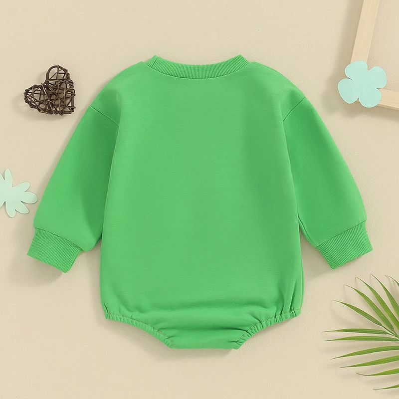 Stylish Baby Boys Girls St Patrick s Day Romper with Shamrock Embroidery and Snap Closure for Easy Diaper Changes