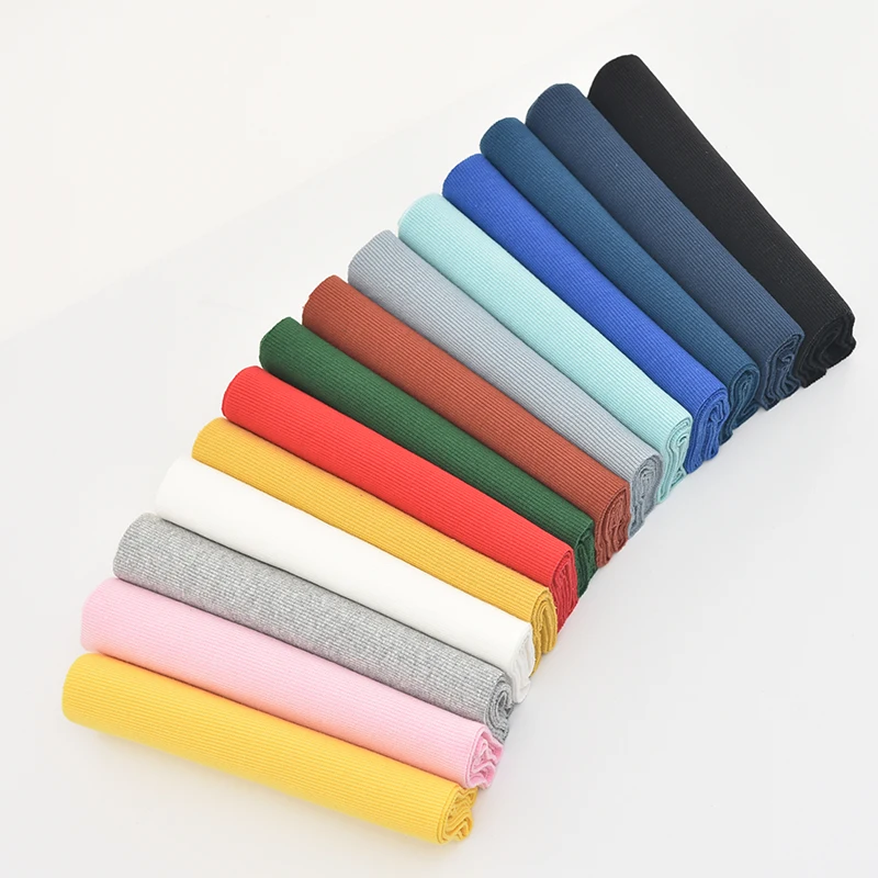 Rib Knit Fabric Cotton Lycra Jersey Fabric Stretch For Sewing Summer Garments Thin Rib Sewing Cloth 20*106cm