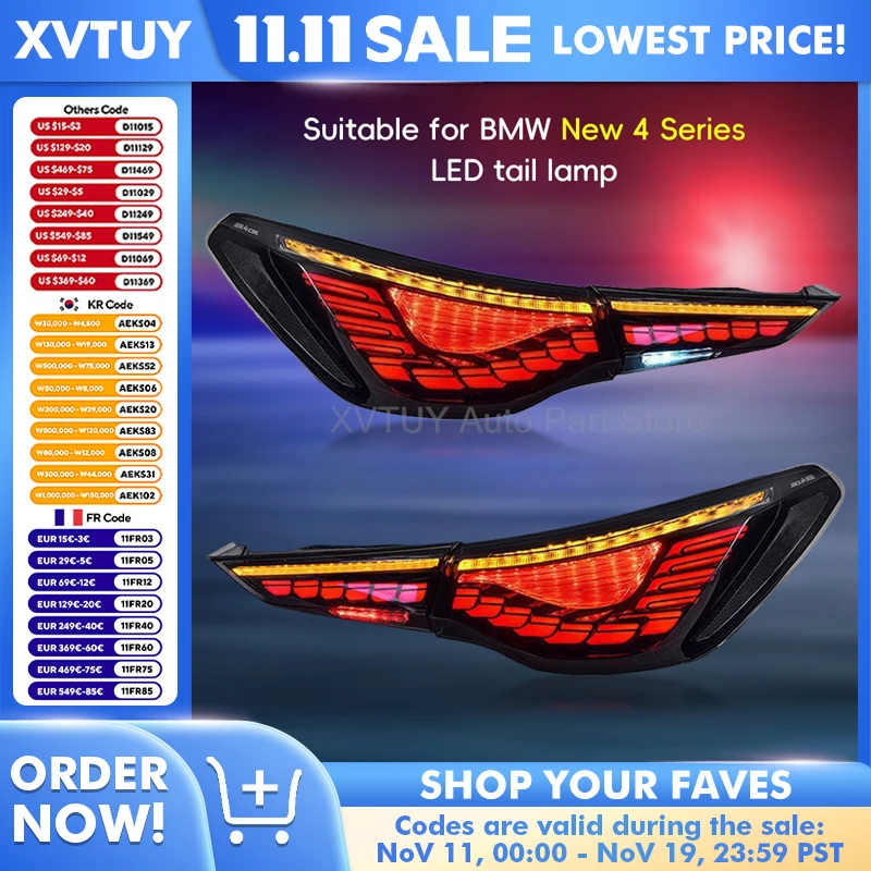 

Taillight Assembly LED Dynamic Rear Lamp For BMW 4 Series Dragon Scale Tail Light Auto DRL Turn Brake Backup Lamp Accessories