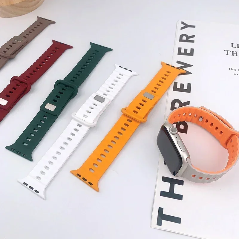 Sport Silicone Straps for Apple watch band 45mm 40mm 46mm 41mm 49mm 42mm 44mm correas bracelet iWatch ultra 2 series 10 9 8 7 SE