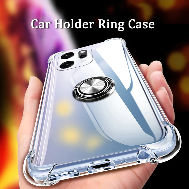 

For OPPO Reno 14 Pro 5G 14F Case Holder Ring Transparent Airbag Shockproof Soft Cover For OPPO Reno 14 Pro 14F 5G Back Casing