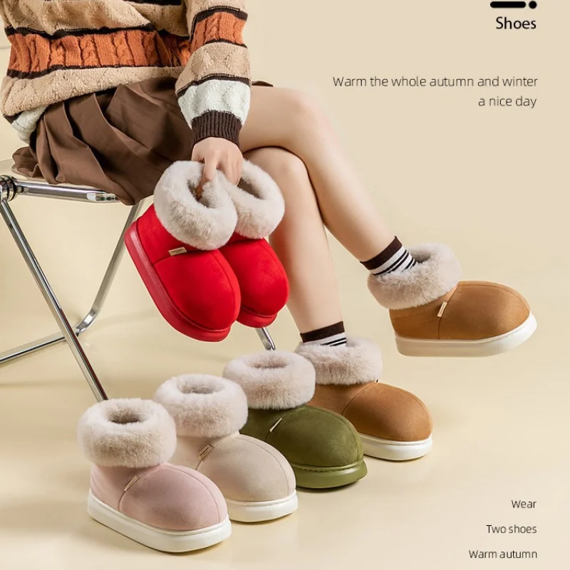 

Winter Snow Boots for Women Fleece-Lined Thickened Non-Slip Warm Cotton Shoes, Trendy Home Ugly Cute Big Toe Shoes, Lightweight