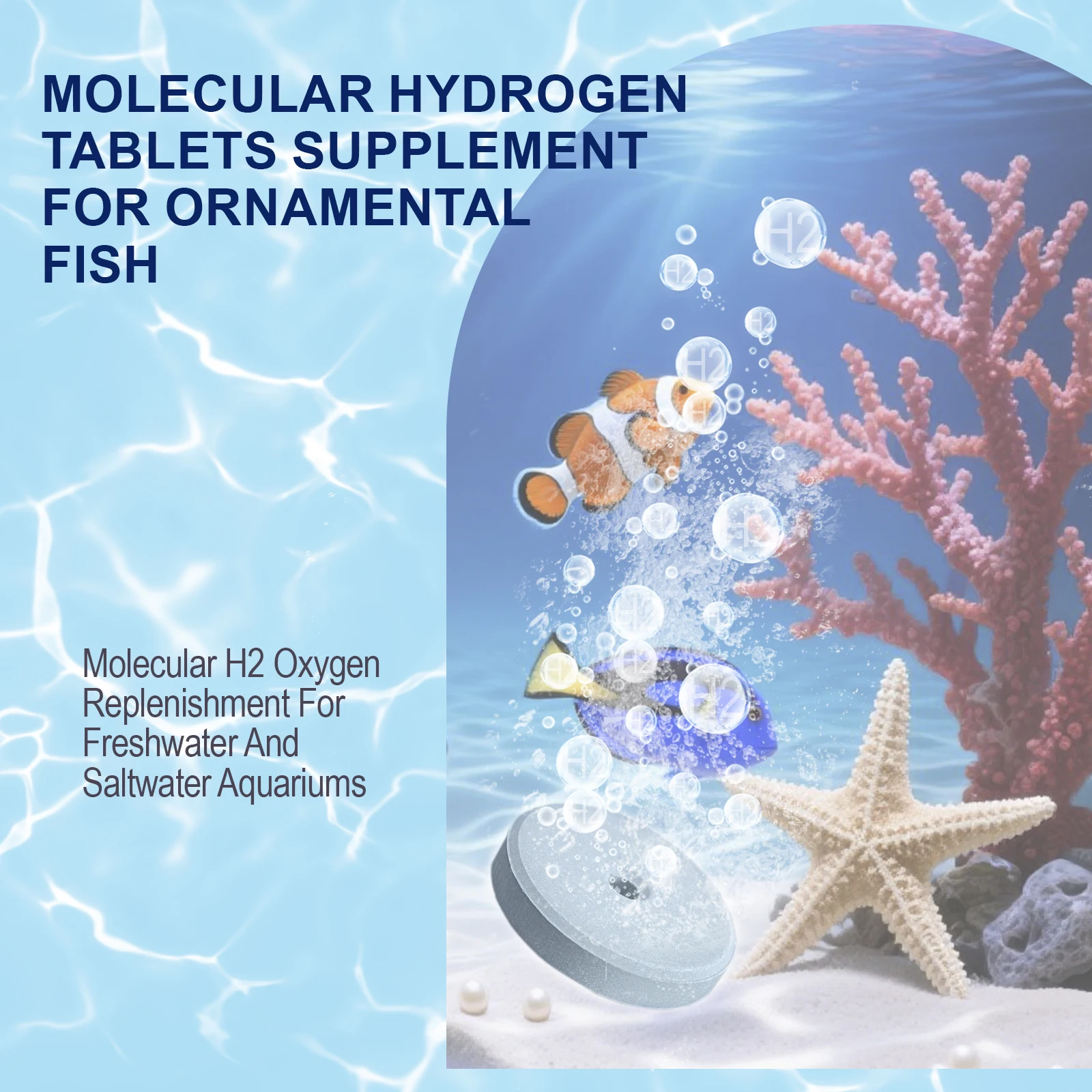 AquaH2 Integratore di compresse di idrogeno molecolare per pesci ornamentali Booster di ossigeno e balsamo d'acqua Nano Filtro per acquario Pesce