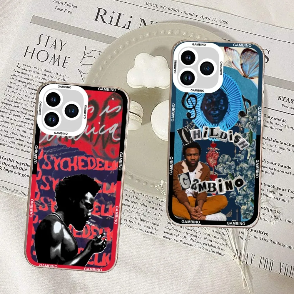 CHILDISH GAMBINO Rapper Phone Case For iPhone 11 12 Mini 13 14 15 Pro Max Transparent Shell