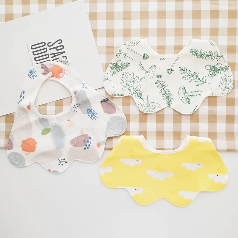 Cartoon Baby Bibs Petal Shape Cotton Newborn Saliva Towel Waterproof Baby Bibs Cute Rabbit Feeding Burp Cloths Baby Goods 0-24M