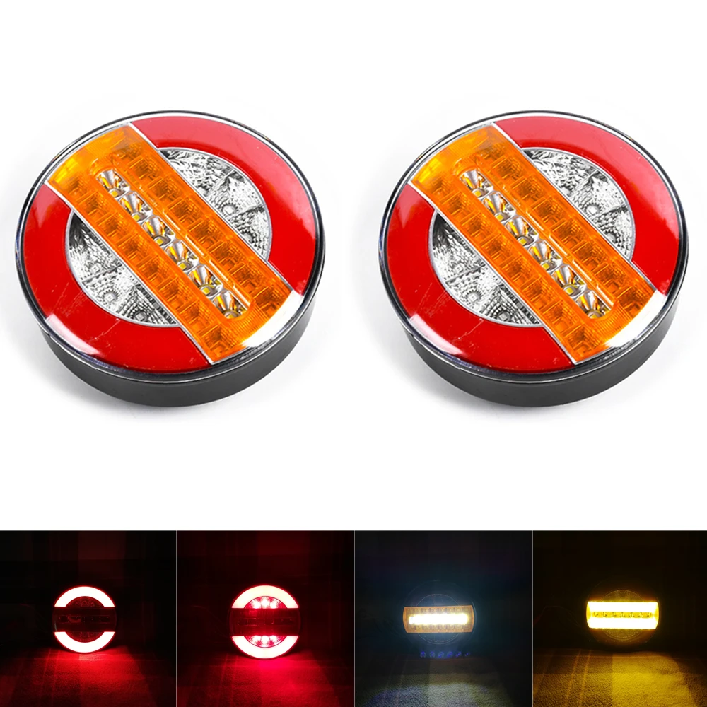 

2Pcs Rear Cargo Lights 12V 24V Trailer Tail Light Truck Back Headlights Tractor Taillight Dynamic Turn Signal Brake Reverse Lamp