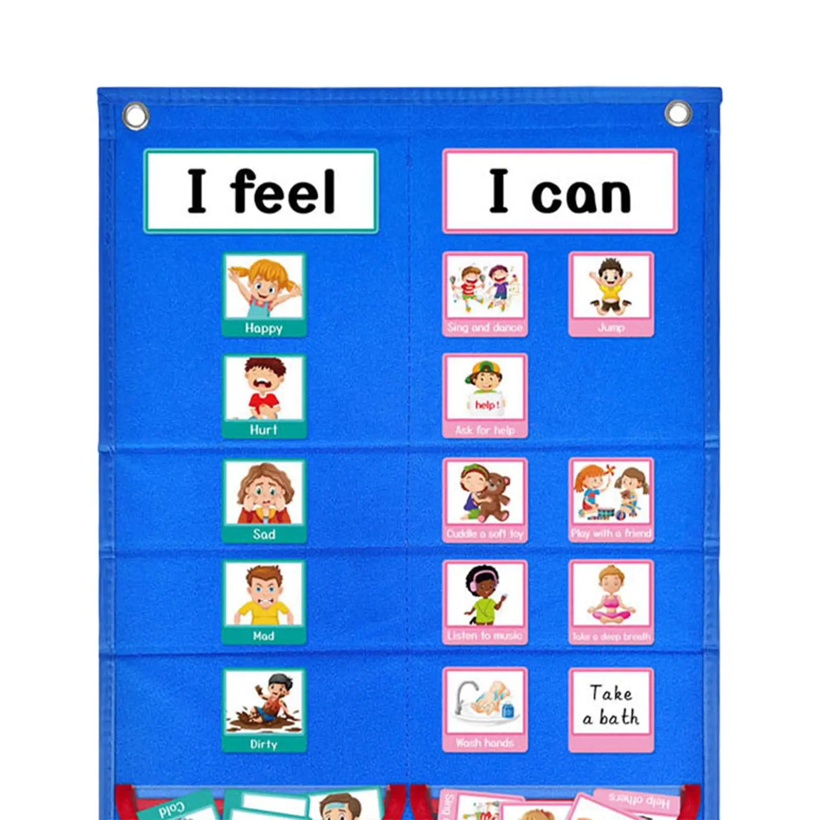 Kids Visual Schedule Routine Pocket Chart Emotion Chart Daily Schedule Board Behavioral Cards for Wall Desktop Students Girls