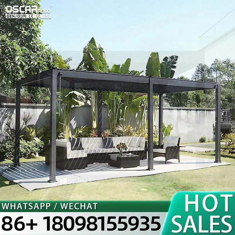 

Изготовленная на заказ ручная алюминиевая беседка 6x4 с дистанционным управлением, солнцезащитный козырек для наружного биоклиматического сада, беседка