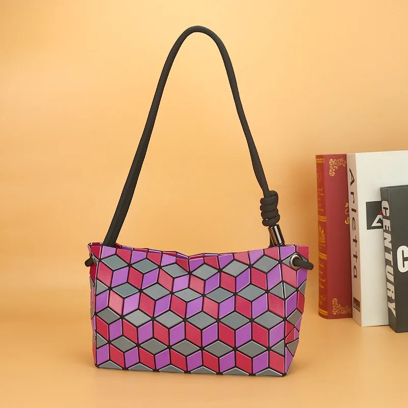 Women Korean Style Color-blocked Shoulder Bag Simple Casual Spliced Tofu Bag Versatile Crossbody Bag