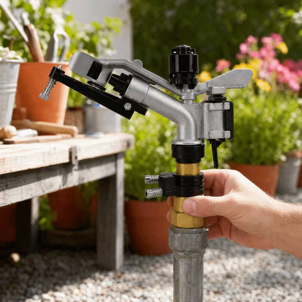 1 Inch DN25 Female Thread Impact Sprinkler with 3 Nozzles Easy To Install Irrigation Sprinkler Heavy Duty