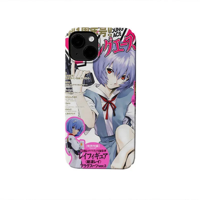 Clmj revista japonesa menina a-ayanamis reis capa de telefone para iphone 16 15 14 13 12 11 pro max xsmax plus brilhante hd capa dura para pc