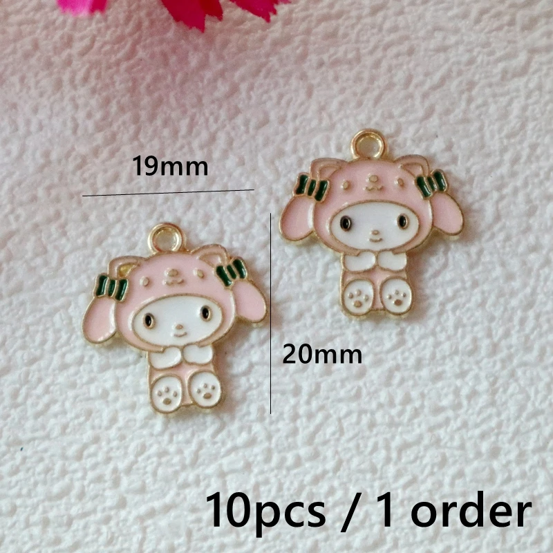 10 sztuk Kawaii Anime Sanrio Hello Kitty metalowy wisiorek emalia stop Charms naszyjnik DIY bransoletka brelok biżuteria dekoracyjna Dangle2