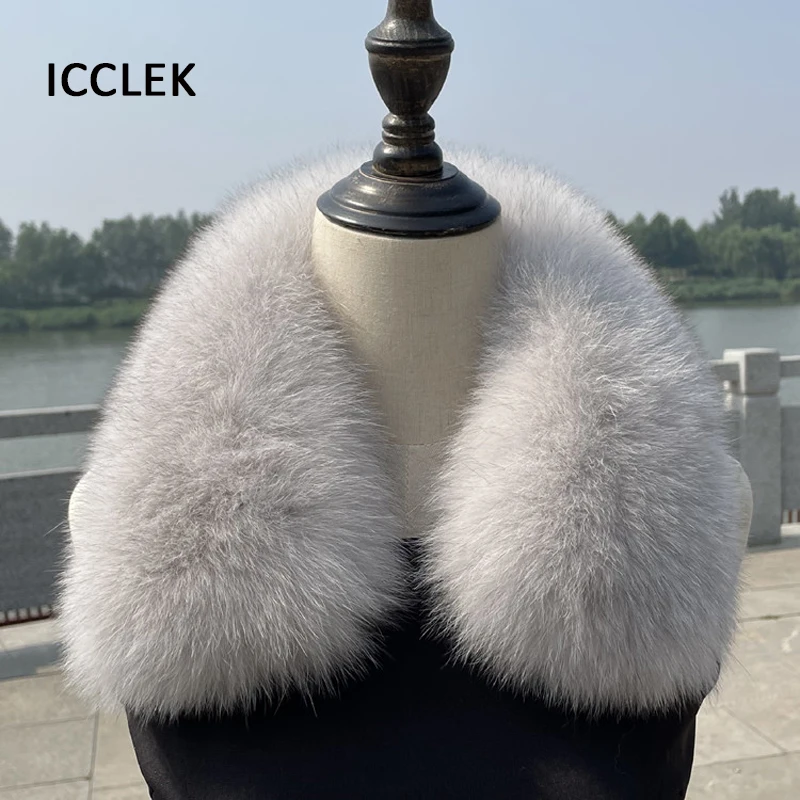 100% Real Fox Fur Collar For Women Men\'s Coat And Jackets Winter Warm Genuine Fur Scarf Clothing Accessories Fur Collar Square