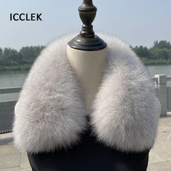 100% Real Fox Fur Collar For Women Men's Coat And Jackets Winter Warm Genuine Fur Scarf Clothing Accessories Fur Collar Square