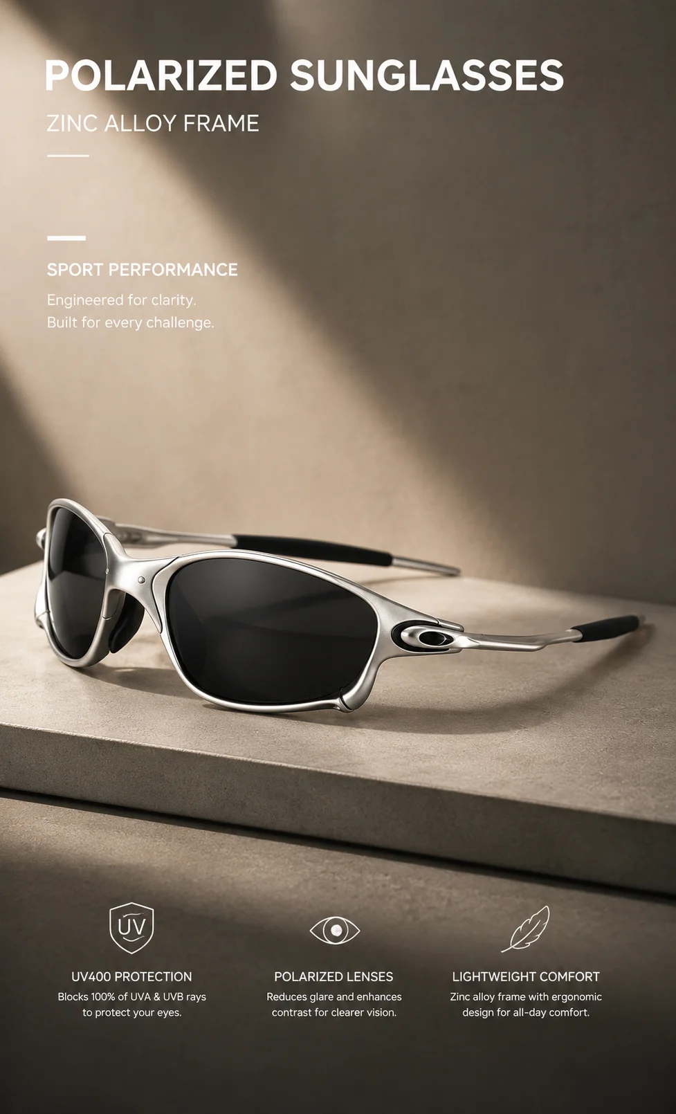 Polarisierte Sonnenbrille für Herren, geeignet zum Radfahren, Angeln und Autofahren, Outdoor-Sportbrille, UV400-Schutz, mattes Gestell, Herren- und Damenmodell, Schutzbrille. – Detail 1