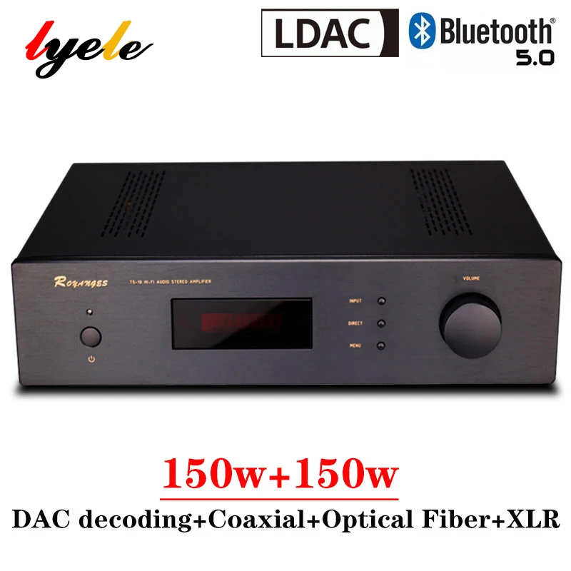 

LYELE TS-10 150 Вт*2 2,0 стерео усилитель мощности высокой мощности сбалансированный XLR оптоволоконный коаксиальный Bluetooth 5,0 LDAC класса AB усилитель аудио