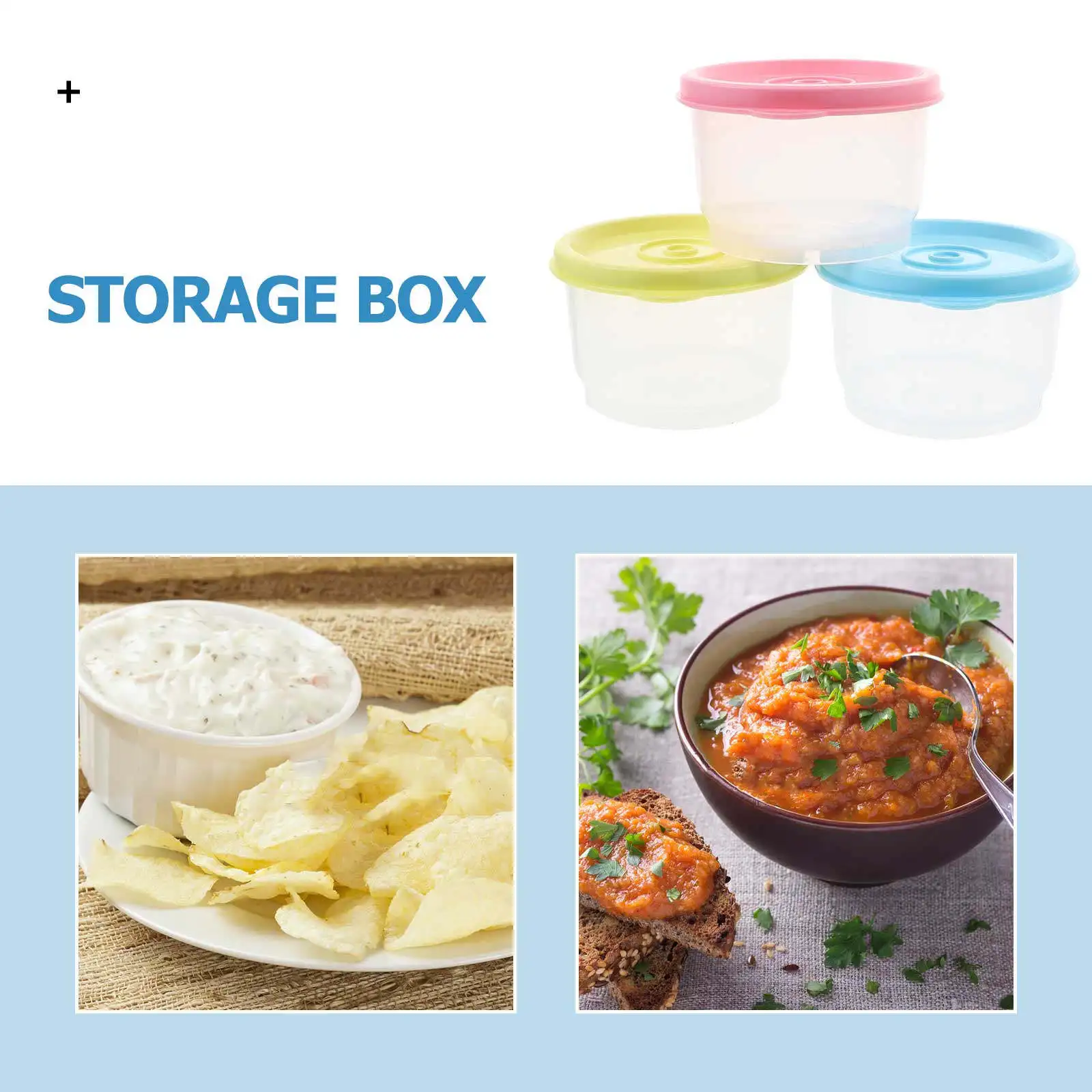 

12Pcs Round Plastic Food Storage Boxes with Lids Airtight Mini Containers for Refrigerator Freezer Snacks Sauces Lightweight