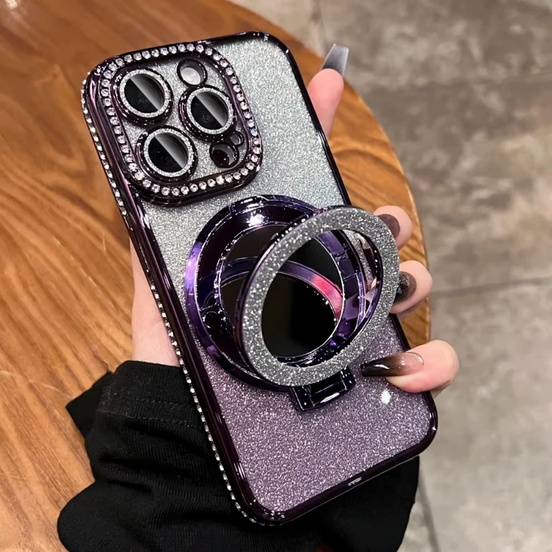 Magnetic For Magsafe Case For iPhone 17 16 13 12 11 Pro Max Jewelled Phone Cases For iPhone 17 Air 15 14 Pro Max 16 Plus Cover