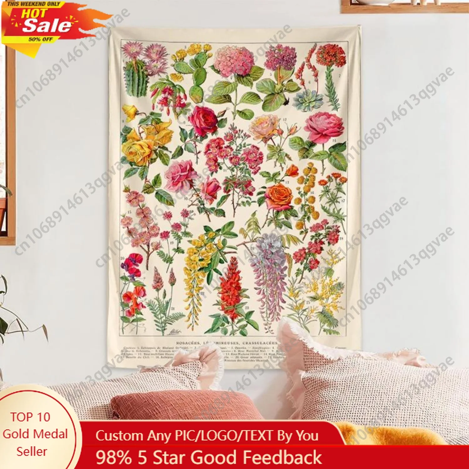 

Floral Wall Tapestry Home Decor Hanging Aesthetic Bohemian Wall Hanging Tapestry Wall Decoration for Living Custom Decoration