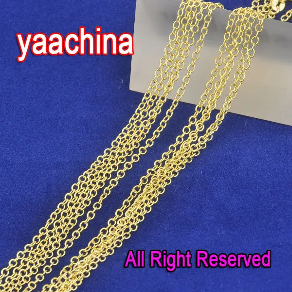 10Pcs/Lot 24 Inch Gold Plated 925 Sterling Silver Necklaces ROLO Word 1.3MM  