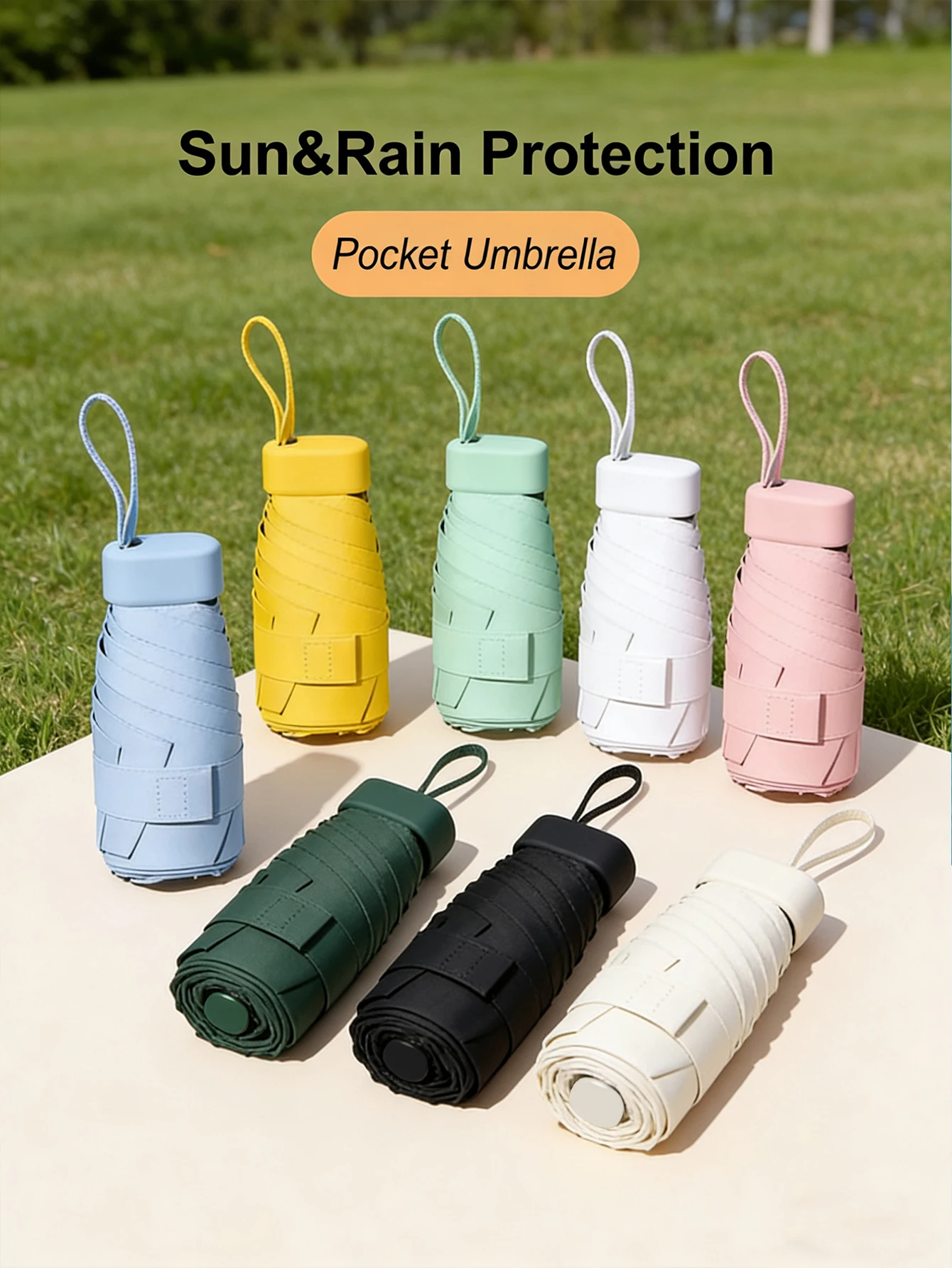 

1pc Anti-Uv Mini Umbrella For Sunny And Rainy Days, Portable With Uv Coating And 6 Reinforced Ribs