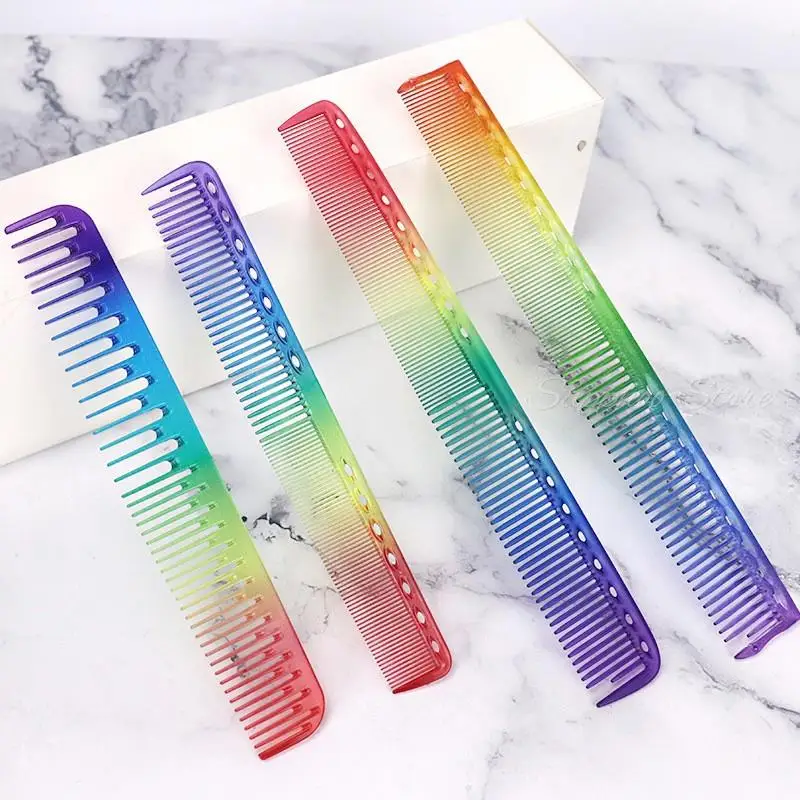 Japanese Anti-Static Rainbow Colorful Hair Comb Double Head Entangled Comb Hair Styling Tool Salon Barber Hairdressing Comb