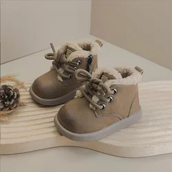 Scarpe da bambina in cotone moda bambino calde scarpe invernali da bambino suola morbida scarpe da passeggio ragazza stivali da neve Casual addensato Plushed 16-30