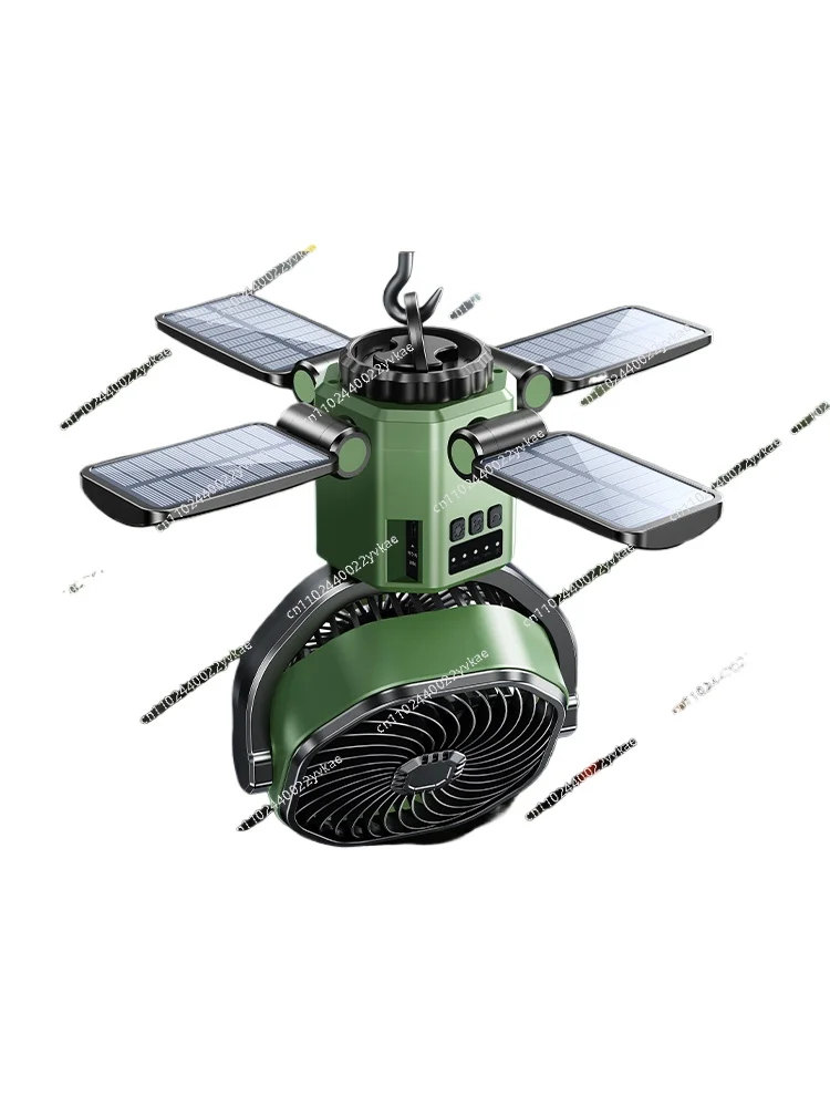 

Solar outdoor camping fan, lighting, ceiling charging, long battery life, tent ceiling fan equipment, essential supplies