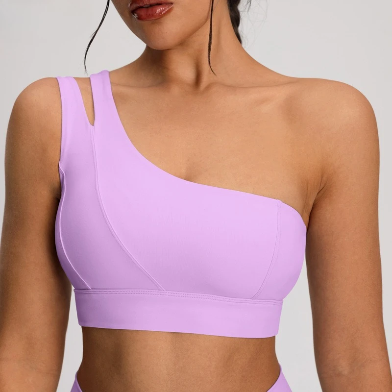 Customized LOGO women's summer nude slant shoulder beautiful back yoga bra sports skirt quick-drying outdoor yoga clothes