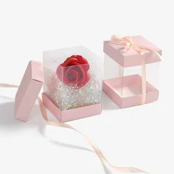 10pcs Square Pink Gift Transparent PVC Box Display Cases Dustproof Storage Wedding Favor Party Decor Clear Gift Display Case