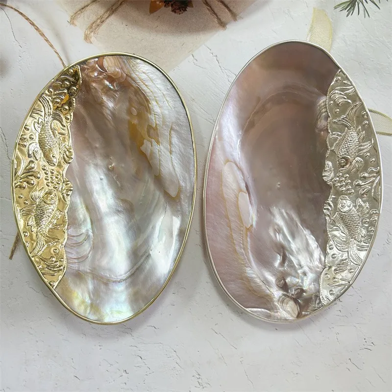 Natural shell polished fruit plate caviar plate hotel setting table shooting props shell plate pearl shell tray