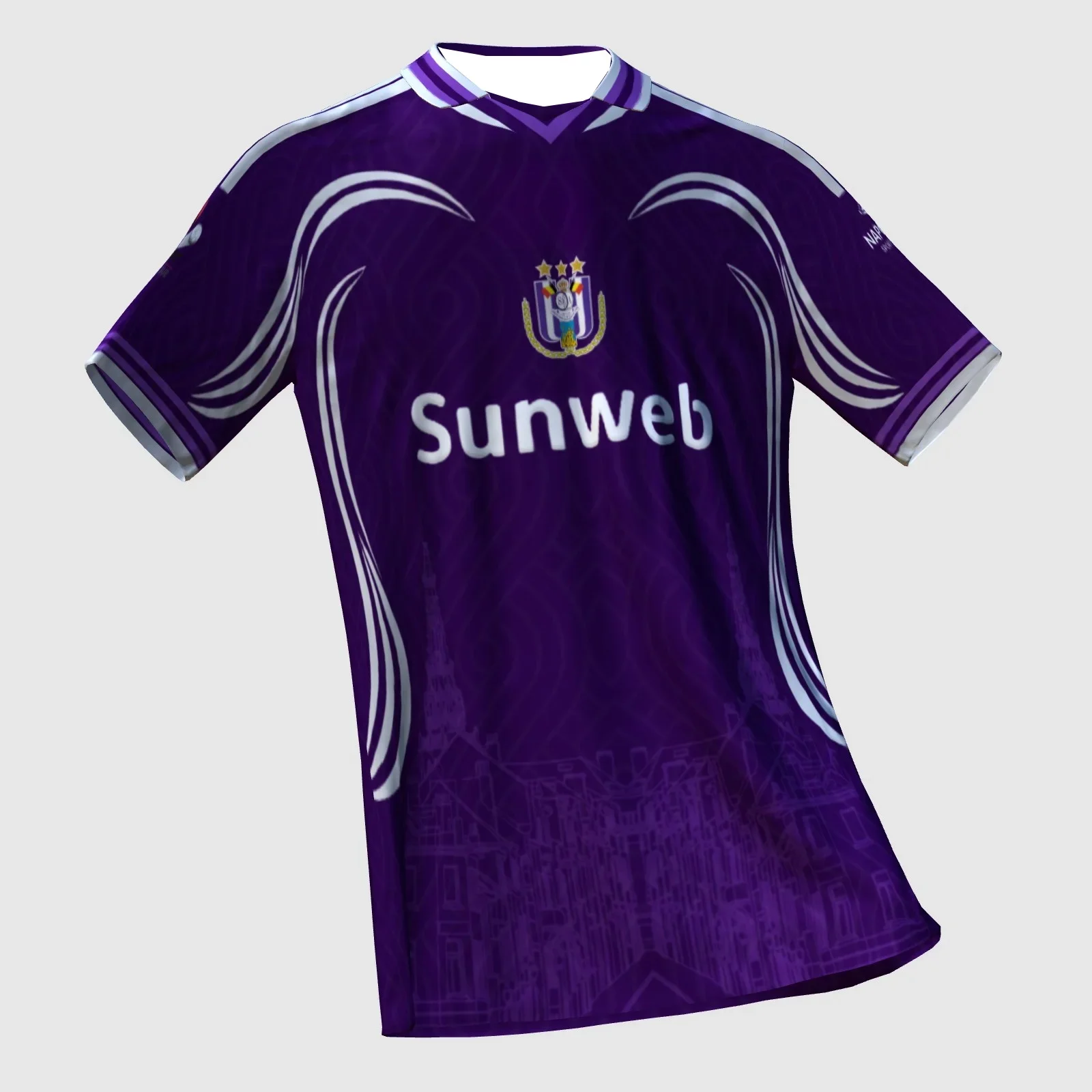 Anderlecht Lila Stadt-Themen-Konzept-Trikot für Fans, 3D-gedrucktes, schnelltrocknendes Sport-Trainings-Freizeit-T-Shirt für Herren