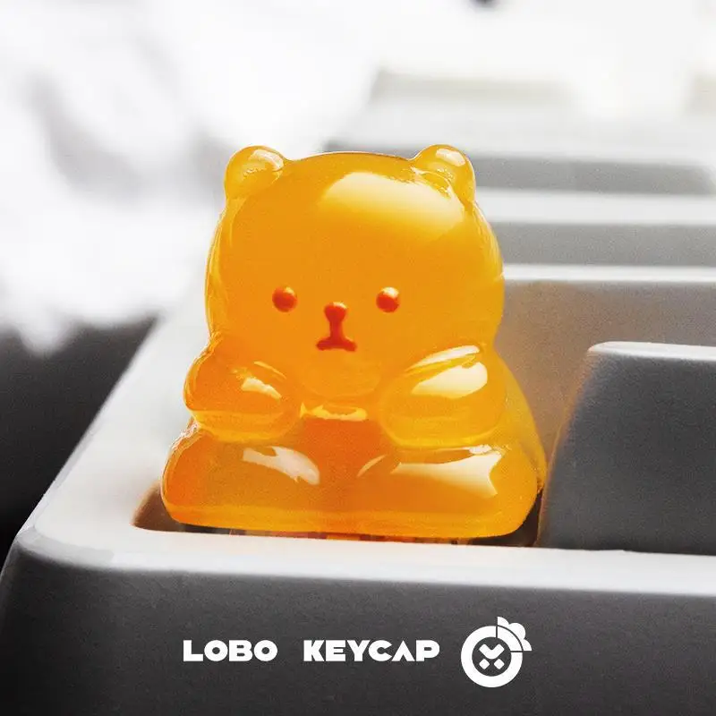 لوبو Keycap الكرتون الدب الصغير غائر شفافة Keycap شخصية الراتنج الفن كيكابس لوحات المفاتيح الميكانيكية لعبة الديكور هدية