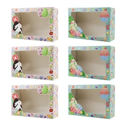 4/8/12PCS Easter Treat Boxes with Window Bunny Egg Flower Gift Kraft Paper Boxes for Party Supplies Packaging, 2 Design