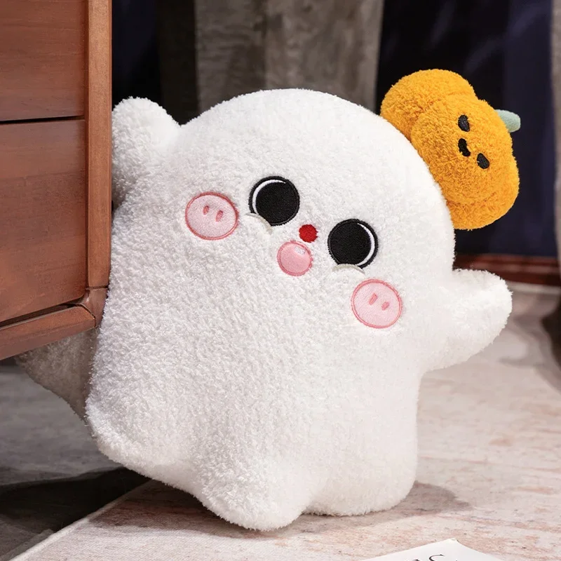 Engraçado branco fantasma abóbora travesseiro de pelúcia com pernas decoração de festa de halloween pele-friendly plushie almofada presente de aniversário