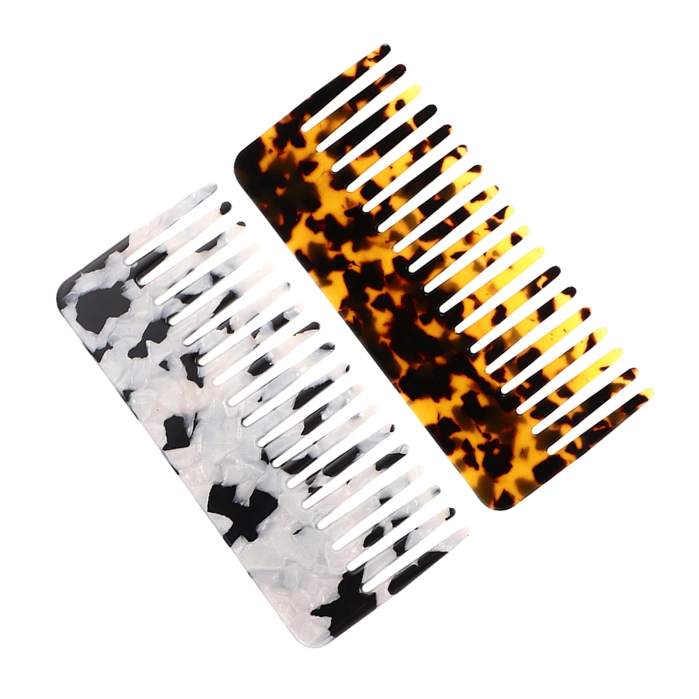 

2pcs Leopard Print Black White Hair Teasing Tooth Combs for Women Shower Wet Curly Curls Hair Combs Bulk