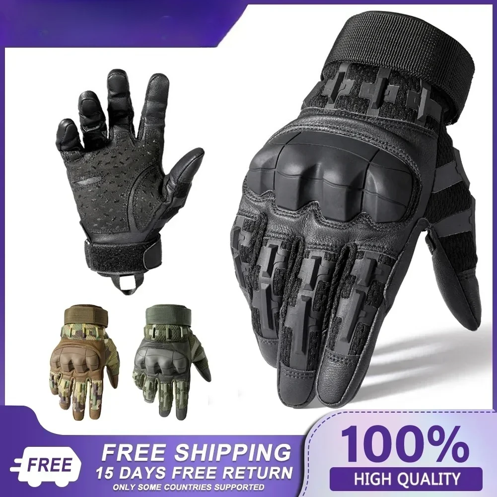 Tactical Gloves Pro Sports Gloves Touch Screen PU Leather Outdoor Hunting Hiking Combat Airsoft Full Finger Shooting Glove Men