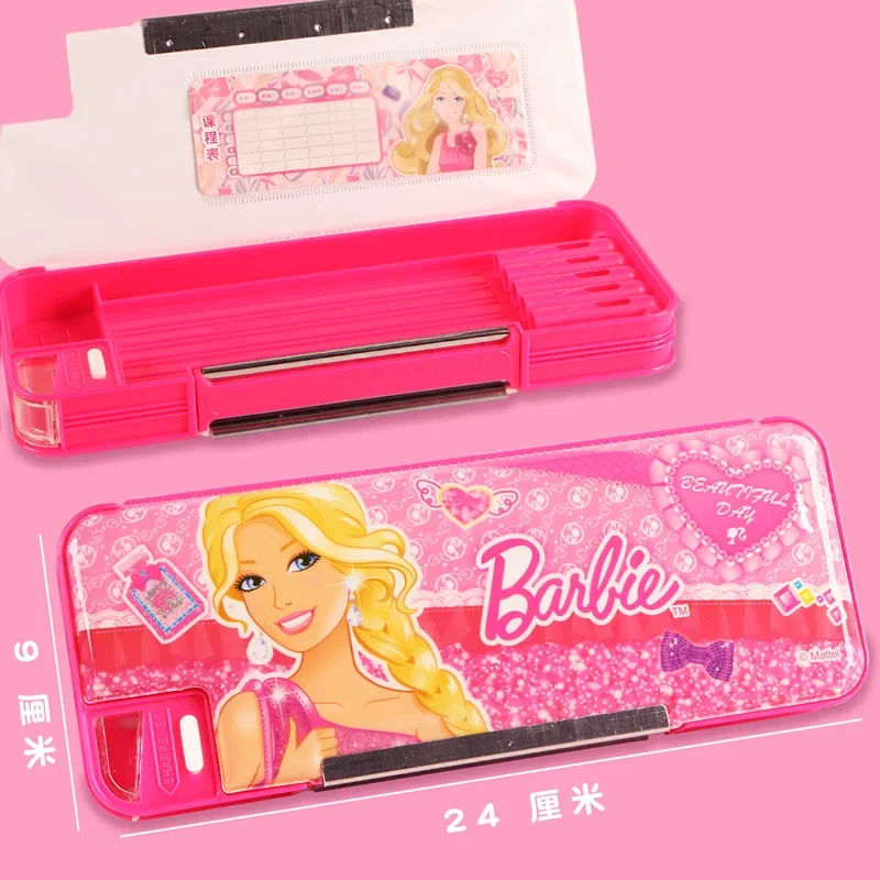 Sanrio Hello Kitty Pencil Case Double-Sided Stationery Box Multifunctional Barbie Pen Box with Pencil Sharpener School Supplies