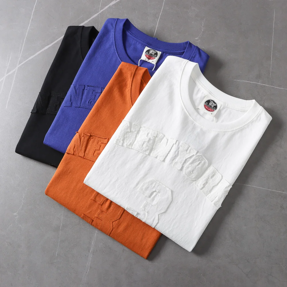 Sommer New American Retro ärmellose O-Neck Letter Patch T-Shirt Herrenmode 100% Baumwolle gewaschen Casual Sports Fitness Weste