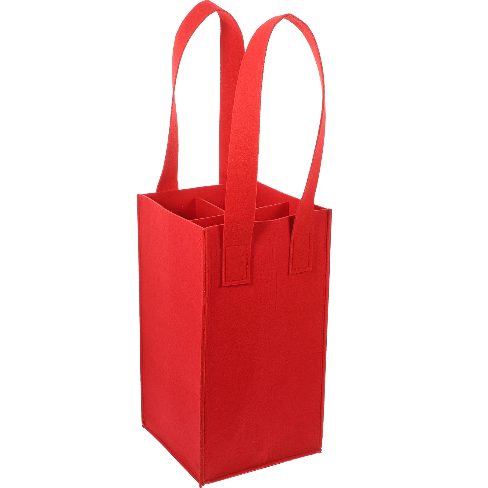 

1pc Felt Gift Tote Bag 4 Bottle Carrier Portable Storage Box Handle Pouch Foldable Red Accessories Shopping Bag