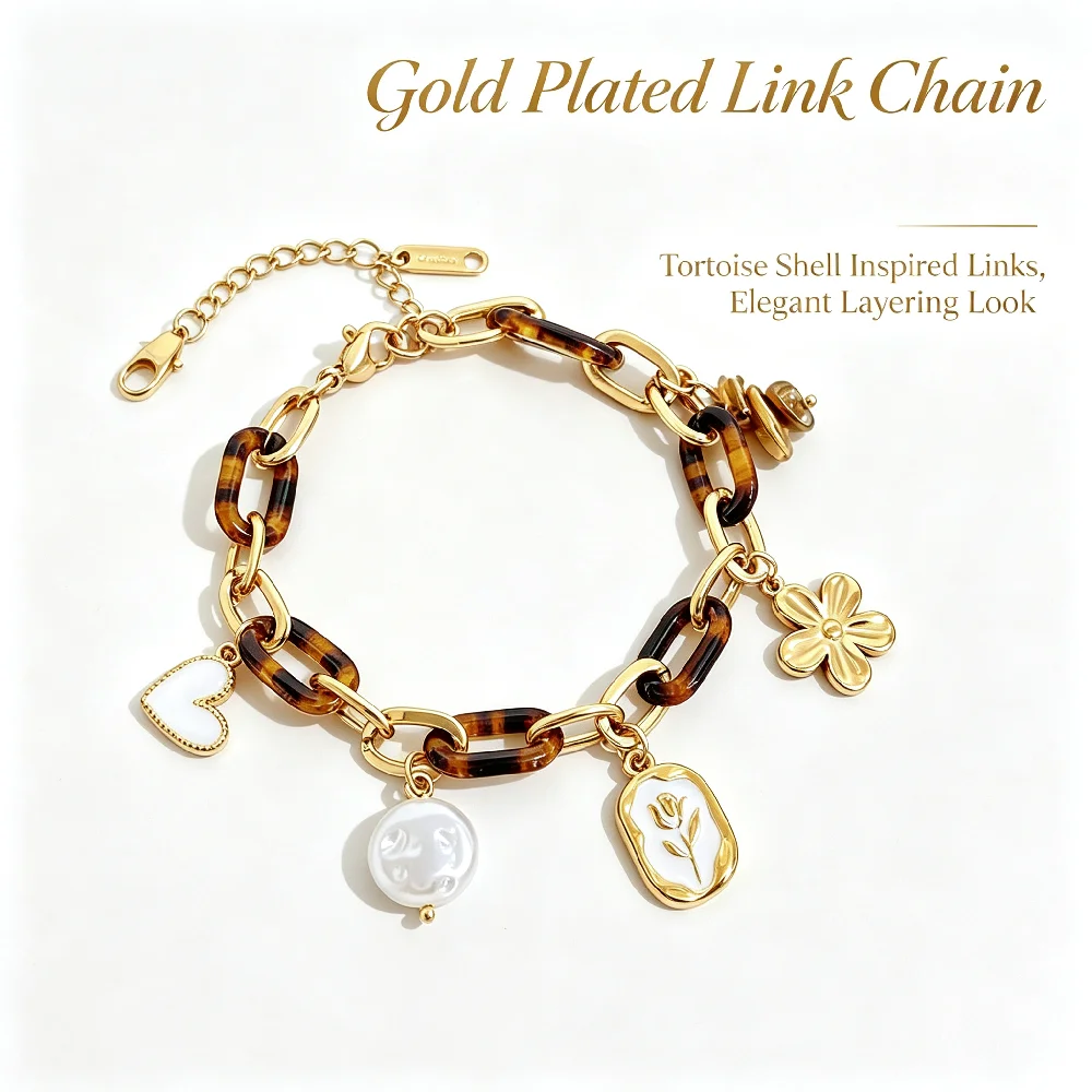 Greatera Marken-Armband für Damen aus Edelstahl im Büroklammer-Stil, zierliche Anhänger-Handkette, Party-Klassiker, wasserdichter Schmuck – Detail 2