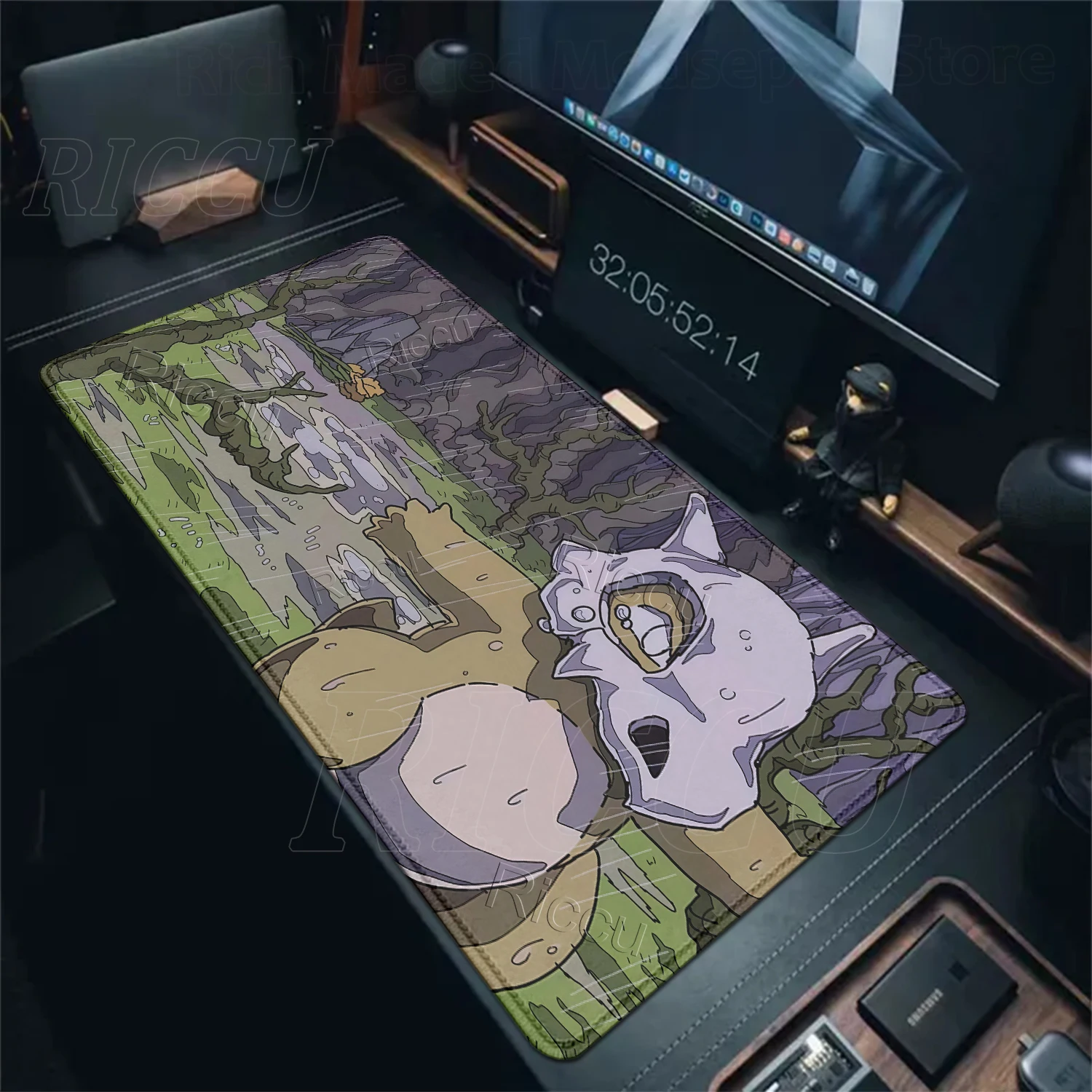 Warm Yellow Cubone Pokemon Mouse Pads Large Size Rubber Anti-slip Desk Pad Gaming Computer Laptop Keyboard Rug Locking Edge Mats