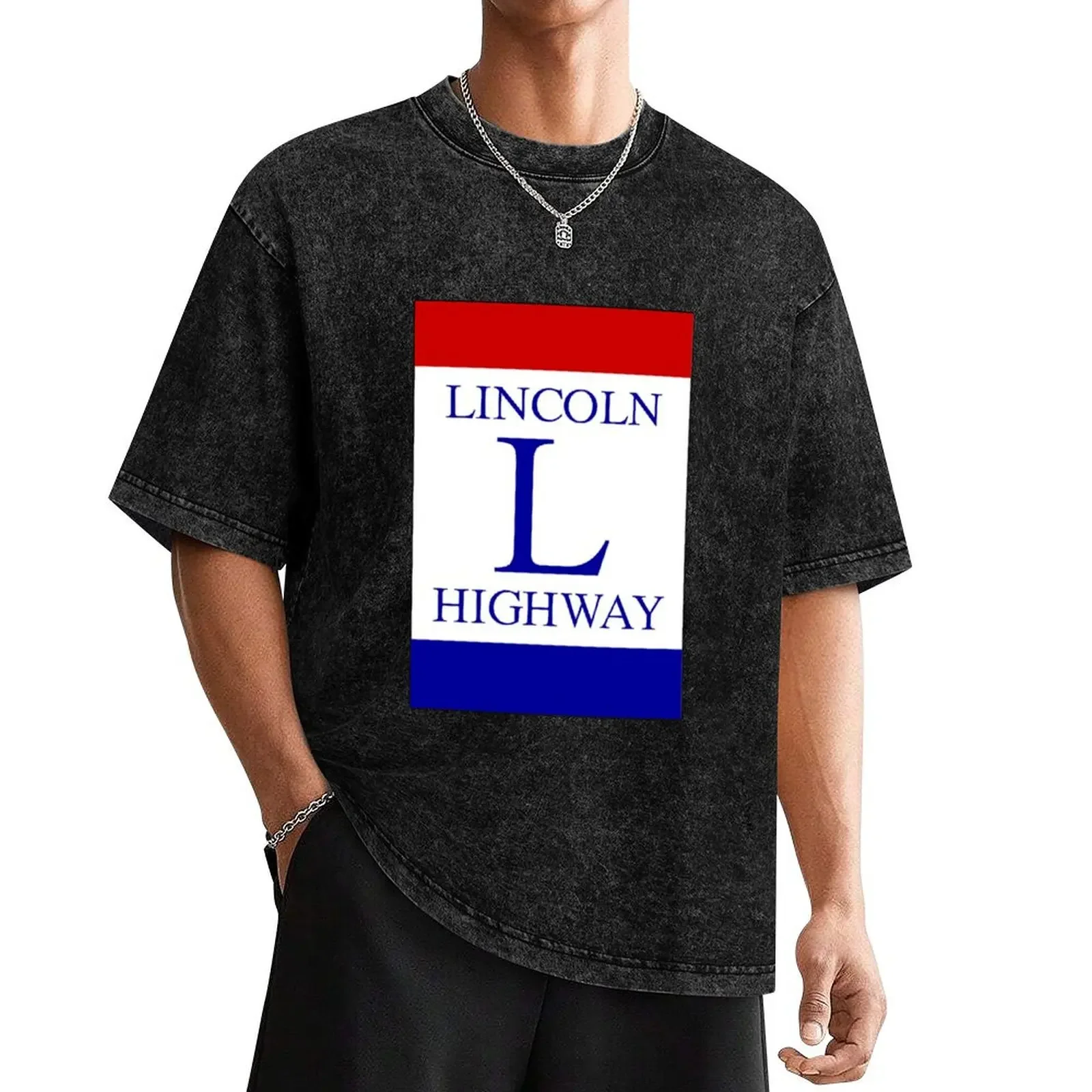 

Lincoln Highway sign T-Shirt basketball graphic tees graphic t shirt vintage oversized t shirt men